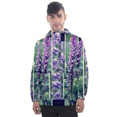 Collage Fleurs Violette Men s Front Pocket Pullover Windbreaker