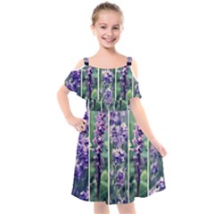 Collage Fleurs Violette Kids  Cut Out Shoulders Chiffon Dress