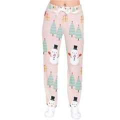 Cute Snowman Christmas Season Seamless Pattern Women Velvet Drawstring Pants by Vaneshart