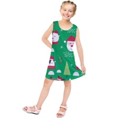 Cute Face Christmas Character Cute Santa Claus Reindeer Snowman Penguin Kids  Tunic Dress