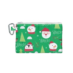 Cute Face Christmas Character Cute Santa Claus Reindeer Snowman Penguin Canvas Cosmetic Bag (small)