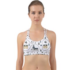 Abstract Seamless Pattern With Cute Houses Trees Road Back Web Sports Bra by Vaneshart