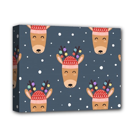 Cute Deer Heads Seamless Pattern Christmas Deluxe Canvas 14  X 11  (stretched) by Vaneshart