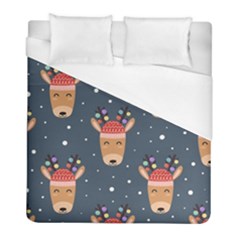 Cute Deer Heads Seamless Pattern Christmas Duvet Cover (full/ Double Size) by Vaneshart