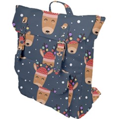 Cute Deer Heads Seamless Pattern Christmas Buckle Up Backpack by Vaneshart