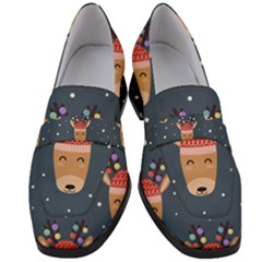 Cute Deer Heads Seamless Pattern Christmas Women s Chunky Heel Loafers by Vaneshart