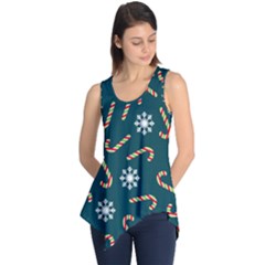 Christmas Seamless Pattern With Candies Snowflakes Sleeveless Tunic by Vaneshart