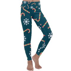 Christmas Seamless Pattern With Candies Snowflakes Kids  Lightweight Velour Classic Yoga Leggings by Vaneshart