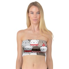 Cute Adorable Bear Merry Christmas Happy New Year Cartoon Doodle Seamless Pattern Bandeau Top