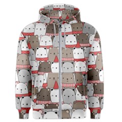 Cute Adorable Bear Merry Christmas Happy New Year Cartoon Doodle Seamless Pattern Men s Zipper Hoodie