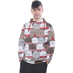 Cute Adorable Bear Merry Christmas Happy New Year Cartoon Doodle Seamless Pattern Men s Pullover Hoodie by Vaneshart