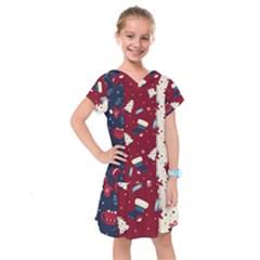 Flat Design Christmas Pattern Collection Art Kids  Drop Waist Dress