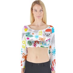 Funny Christmas Pattern Long Sleeve Crop Top