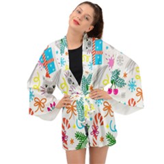 Funny Christmas Pattern Long Sleeve Kimono by Vaneshart