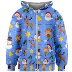 Funny Christmas Pattern With Snowman Reindeer Kids  Zipper Hoodie Without Drawstring by Vaneshart