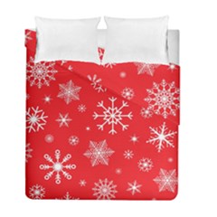 Christmas Seamless With Snowflakes Snowflake Pattern Red Background Winter Duvet Cover Double Side (full/ Double Size) by Vaneshart