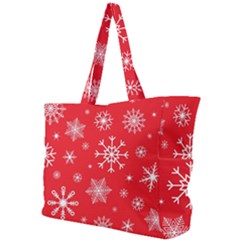 Christmas Seamless With Snowflakes Snowflake Pattern Red Background Winter Simple Shoulder Bag by Vaneshart