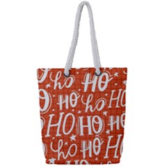 Ho Ho Ho Lettering Seamless Pattern Santa Claus Laugh Full Print Rope Handle Tote (small) by Vaneshart