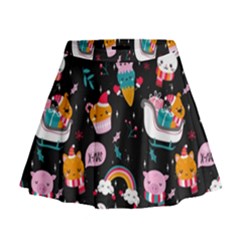 Colorful Funny Christmas Pattern Merry Xmas Mini Flare Skirt by Vaneshart