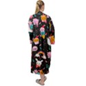 Colorful Funny Christmas Pattern Merry Xmas Maxi Velour Kimono View2