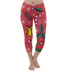 Colorful Funny Christmas Pattern Capri Winter Leggings 