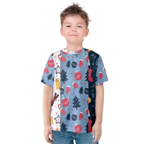 Christmas Pattern Collection Flat Design Kids  Cotton Tee by Vaneshart