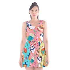 Hand Drawn Christmas Pattern Collection Scoop Neck Skater Dress