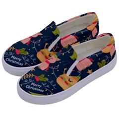 Colorful Funny Christmas Pattern Merry Christmas Xmas Kids  Canvas Slip Ons by Vaneshart