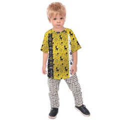 Black Golden Christmas Pattern Collection Kids  Raglan Tee