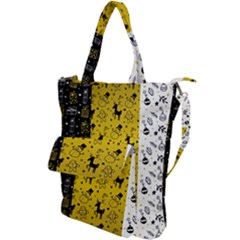 Black Golden Christmas Pattern Collection Shoulder Tote Bag by Vaneshart