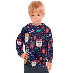 Colorful Funny Christmas Pattern Cute Cartoon Kids  Hooded Pullover by Vaneshart