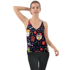 Colorful Funny Christmas Pattern Cute Cartoon Chiffon Cami by Vaneshart