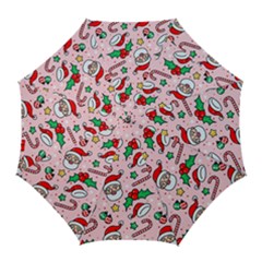 Colorful Funny Christmas Pattern Santa Claus Golf Umbrellas by Vaneshart