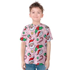 Colorful Funny Christmas Pattern Santa Claus Kids  Cotton Tee