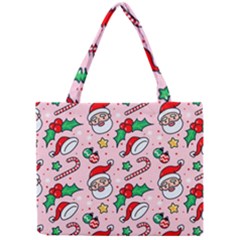 Colorful Funny Christmas Pattern Santa Claus Mini Tote Bag by Vaneshart