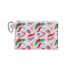 Colorful Funny Christmas Pattern Santa Claus Canvas Cosmetic Bag (small) by Vaneshart