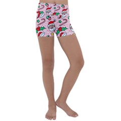 Colorful Funny Christmas Pattern Santa Claus Kids  Lightweight Velour Yoga Shorts