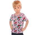 Colorful Funny Christmas Pattern Santa Claus Kids  Sports Tee View1