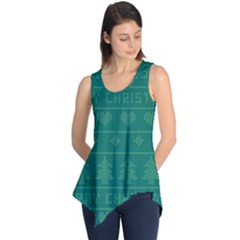 Beautiful Knitted Christmas Pattern Green Sleeveless Tunic