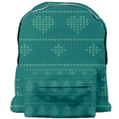 Beautiful Knitted Christmas Pattern Green Giant Full Print Backpack by Vaneshart