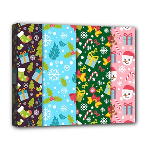 Flat Design Christmas Pattern Collection Deluxe Canvas 20  X 16  (stretched)