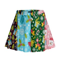 Flat Design Christmas Pattern Collection Mini Flare Skirt by Vaneshart