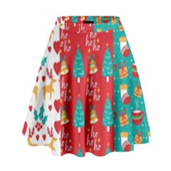 Funny Christmas Pattern Hohoho High Waist Skirt