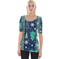 Flat Design Christmas Pattern Set Wide Neckline Tee