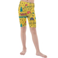 Colorful Funny Christmas Pattern Cool Ho Ho Ho Lol Kids  Mid Length Swim Shorts by Vaneshart