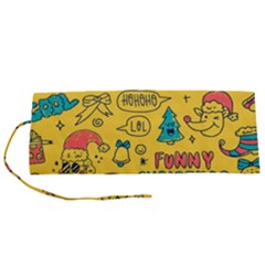 Colorful Funny Christmas Pattern Cool Ho Ho Ho Lol Roll Up Canvas Pencil Holder (s) by Vaneshart