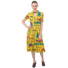 Colorful Funny Christmas Pattern Cool Ho Ho Ho Lol Keyhole Neckline Chiffon Dress by Vaneshart