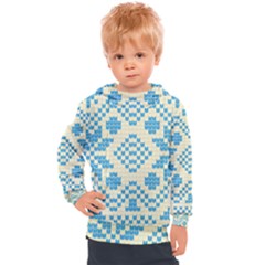 Beautiful Knitted Christmas Pattern Blue White Kids  Hooded Pullover by Vaneshart