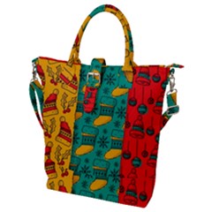 Hand Drawn Christmas Pattern Collection Pattern Buckle Top Tote Bag by Vaneshart