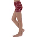 Beautiful Knitted Christmas Pattern Red Kids  Lightweight Velour Yoga Shorts View2